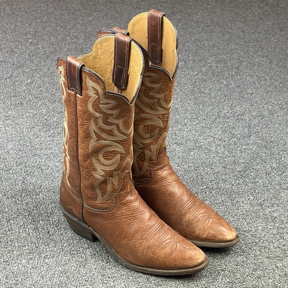 Justin Bent Rail BRL430 Cowboy Boots Mens 9 B Brown Leather Western USA Made